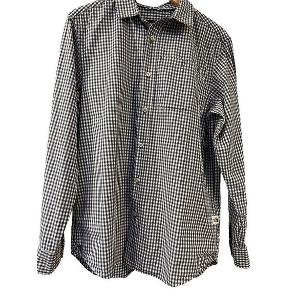 The North Face Mens Shirt M Navy Gingham Check Button Up Long Sleeve - Picture 1 of 10